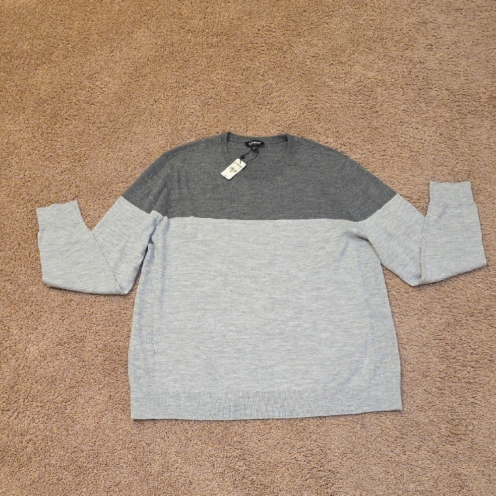 Gray Colorblock Men's Sweater